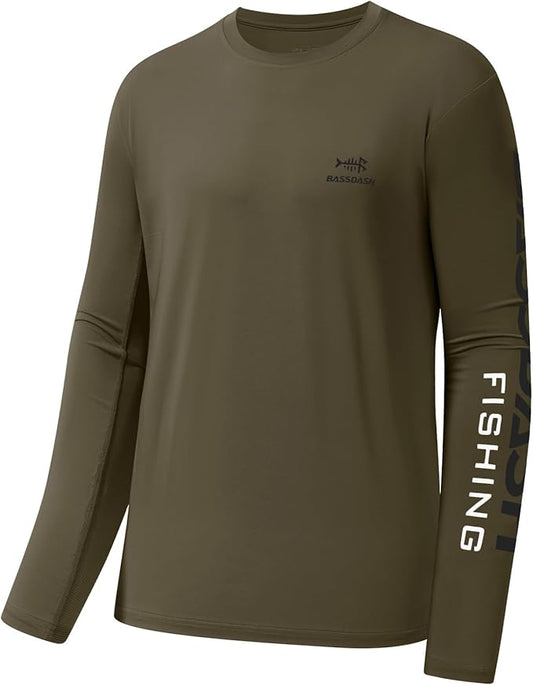BASSDASH Fishing T Shirts for Men UV Sun Protection UPF 50+ Long Sleeve Tee T-Shirt