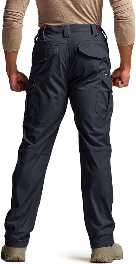 CQR Men's Flex Stretch Tactical Pants, Water Resistant Ripstop Cargo Pants, Lightweight EDC Outdoor Work Hiking Pants