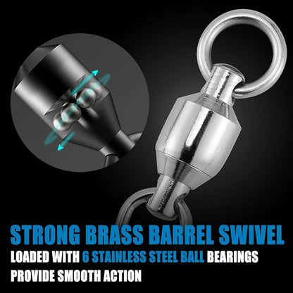 Dr.Fish 20 Pack Ball Bearing Snaps Swivels Fishing Tackles Duo Lock Snaps Stainless Steel Saltwater Freshwater Lure Leader Line Connector