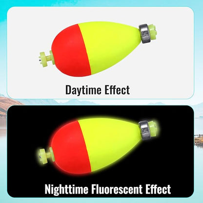 10 Pcs Weighted Bobbers for Fishing,Fishing Bobbers Floats,Button Snap-On Eva Foam Oval,Highly Sensitive Fluorescent Paint for Crappie Panfish Bluegill Trout