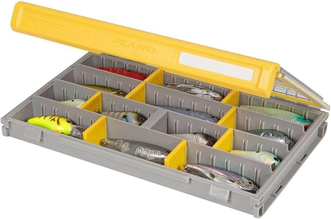 Plano EDGE 3700 Premium Tackle Utility Box, Gray and Yellow, Stackable Organizers, Waterproof, Rust-Resistant Bait and Tackle Storage