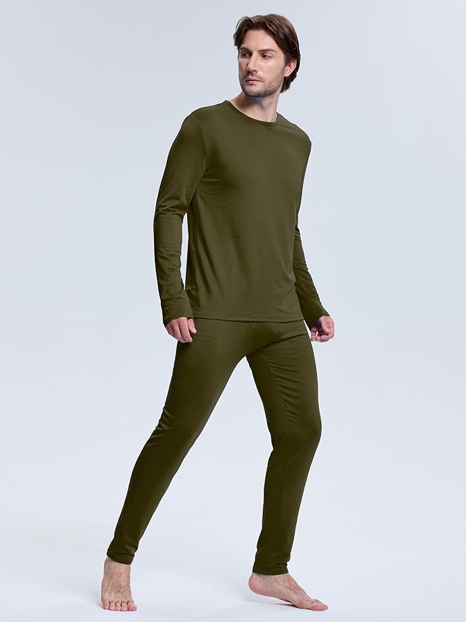 VZV 3 Set Thermal Underwear for Men Fleece Lined Long Johns Mens Thermals Top and Bottom Set Base Layer for Cold Weather