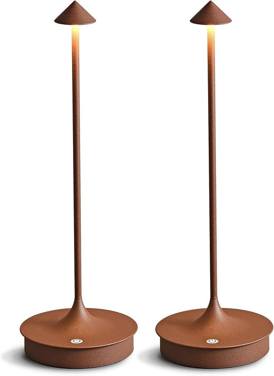 Cordless Table Lamps Rechargeable, LED Desk Lamp 4000mAh Battery Operated Outdoor Waterproof Portable Touch Dimmable Table Light for Patio/Restaurant/Bar/Indoor (Brown-2PC)