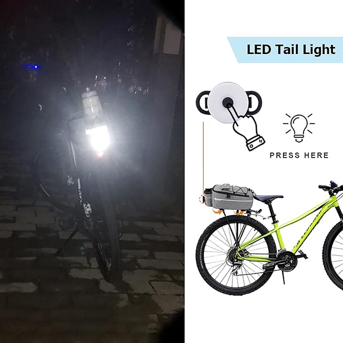 RAYMACE Bike Rear Rack Bag with Tail Light, Bike Truck Cooler Bag for Warm or Cold Items