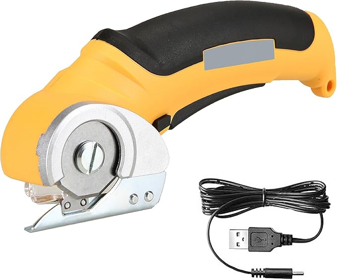 Cordless Electric Scissors 4.2V Fabric Scissors With Safety Lock Rotary Cutter Rechargeable Powerful Fabric Cutter With Blades Multi-Cutting Tools For Cardboard Carpet Leather