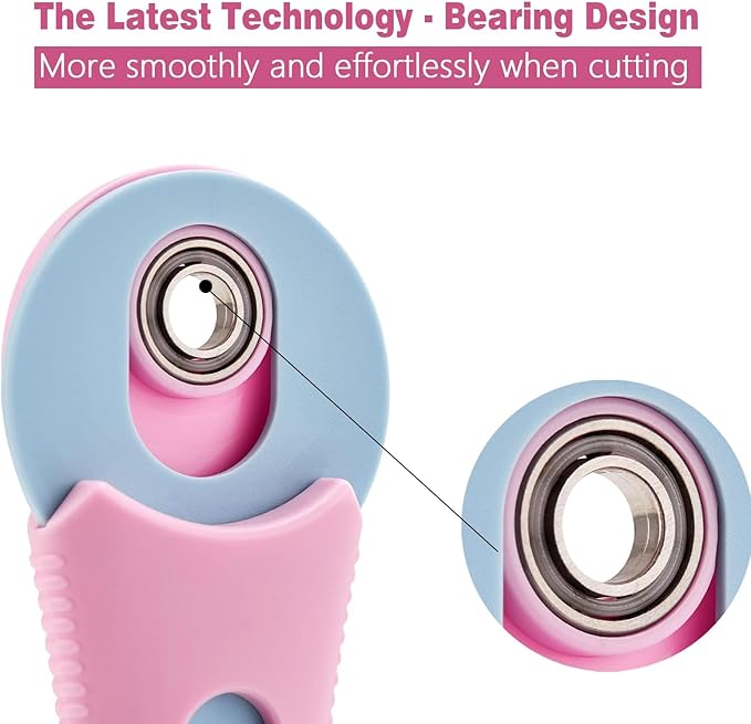 Headley Tools Rotary Cutter with 5pcs 45mm Rotary Blade, Bearing Design Rolling Cutter with Safety Lock for Fabric Sewing Quilting Cloth Leather Paper and Arts & Crafts(Pink)