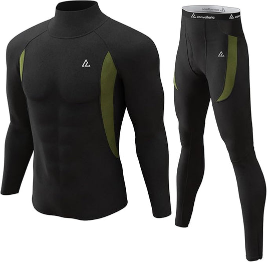 CL convallaria Mens Thermal Underwear Set with Fly Long Johns Base Layer Winter Hunting Gear Sport Top and Bottom