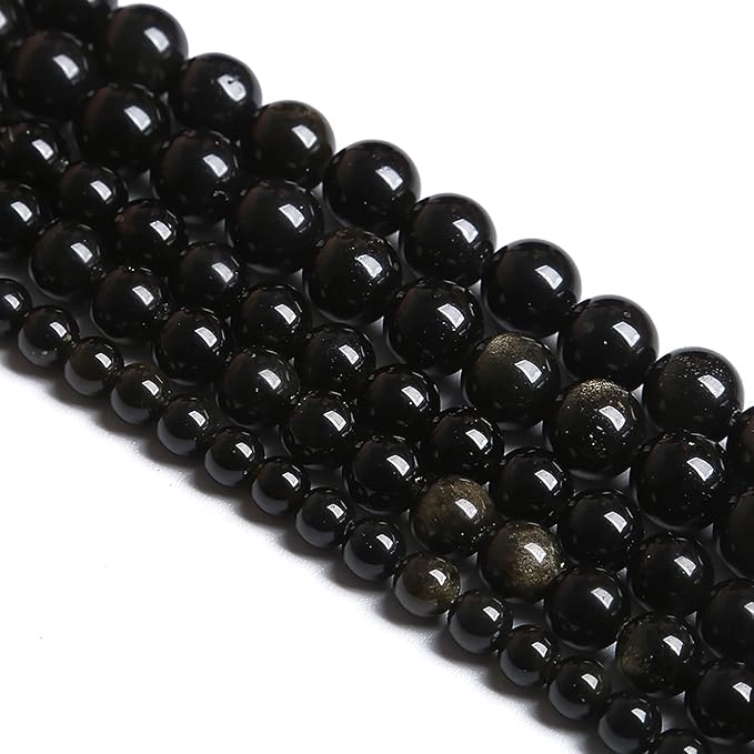 8MM 46PCS Natural Stone Golden Obsidian Loose Spacer Beads for Jewelry Making DIY Bracelet