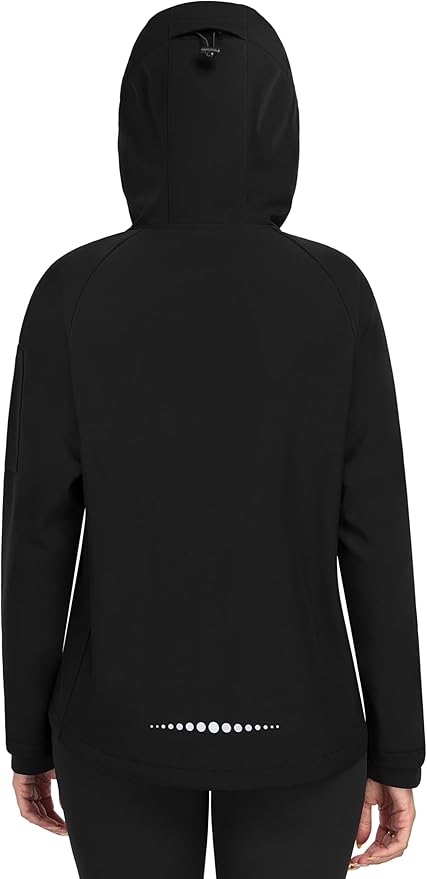 MoFiz Women's Fleece Lined Softshell Jacket Hooded Windproof Lightweight Insulated Jacket Full Zip Warm Coat