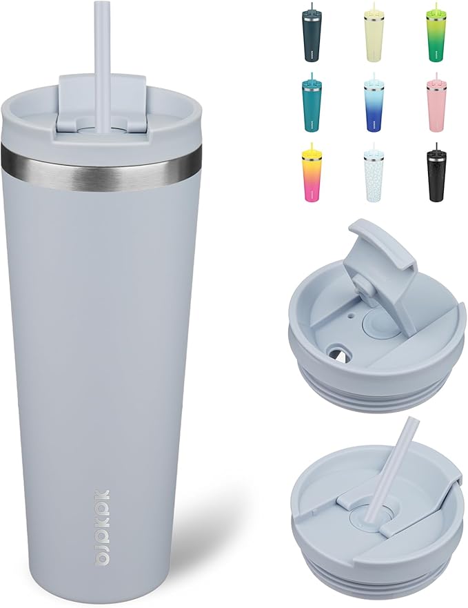 BJPKPK 26oz Stainless Steel Insulated Tumbler With lid And Straw Travel Coffee Thermal Tumblers Cup For Women And Men,Modern Blue