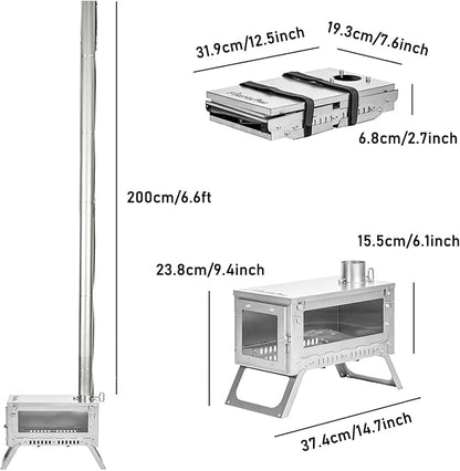 FireHiking Ultralight Wood Stove (2nd Gen) LANK Mini Camping Titanium Tent Stove Thickened TA1 Anti-deformation Folding Portable Wood Burning Stove