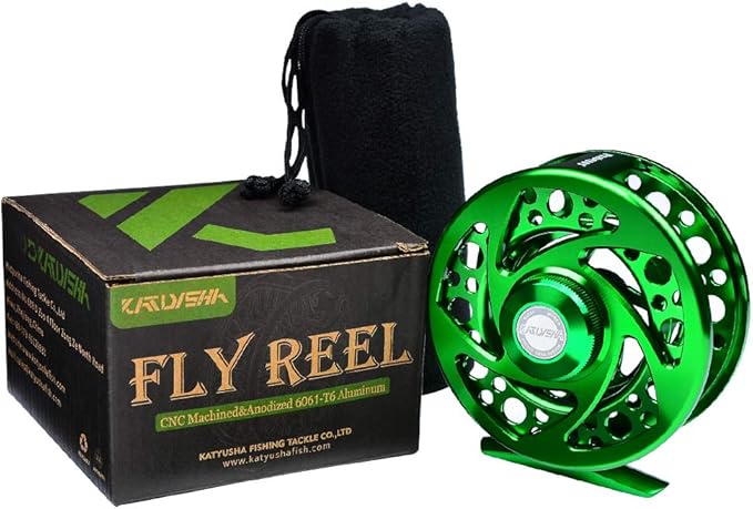 Fly Fishing Reel Fly Reels - Large Arbor CNC-Machined Aluminum Alloy Body Light Weight 5/7, 7/9, 9/10 wt (Black, Green, Silver/Blue, Gray-Green, Silver-Blue,Gunmetal,Ice Blue,Sapphire Blue)