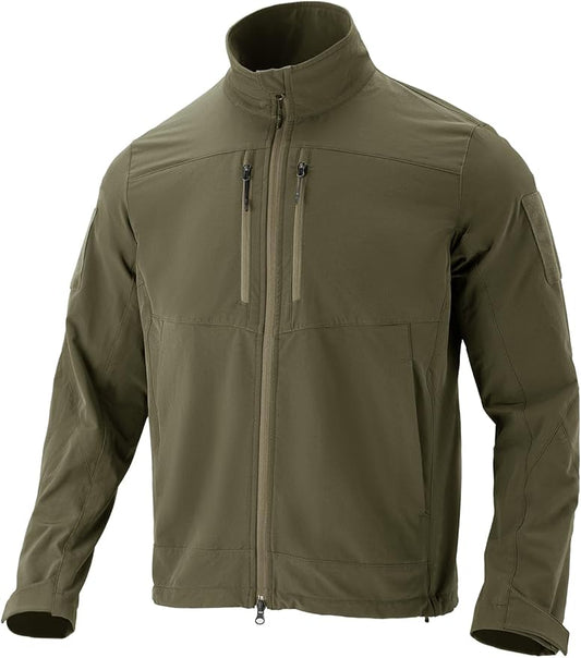 Men's Lightweight Waterproof Jacket,Tactical Rain Zip Up Softshell Jacket Windbreaker Casual for Hiking Travel Golf