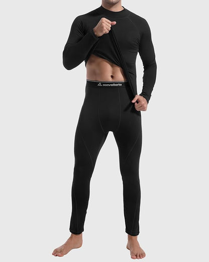 CL convallaria Thermal Underwear for Men Long Johns Fleece Lined Hunting Gear Set Base Layer for Cold Weather XS-4XL