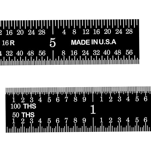 PEC Tools Stainless Steel Ruler Set(6"+12"), High-Contrast Machinist Ruler with Markings 1/32", 1/64", 1/50" and 1/100", Made in USA