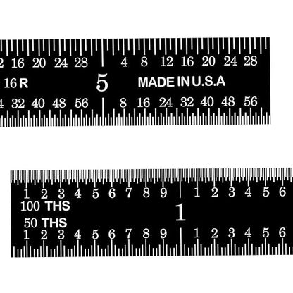 PEC Tools Stainless Steel Ruler Set(6"+12"), High-Contrast Machinist Ruler with Markings 1/32", 1/64", 1/50" and 1/100", Made in USA
