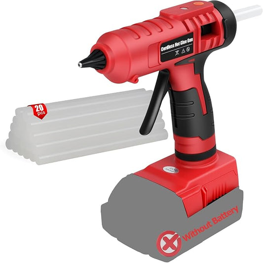 100w Cordless Hot Melt Glue Gun Compatible with Milwaukee M18 18V Battery, High Temp Electric Power Glue Gun with 20pcs 11x150mm Glue Sticks for Arts Crafts DIY Decor School Home Repair (No Battery)