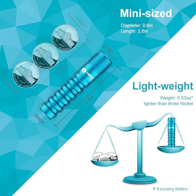 LUMINTOP EDC01 Keychain Flashlight 120 lumens Pocket EDC Flashlight 36 Hours Long Lasting IPX8 Waterproof for Daily Use Blue