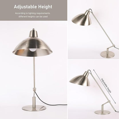 Desk Lamp Modern Industrial 100% Metal Table Lamp 22", Soft White Light (3000K) with Adjustable Switch, Ideal for Office Bedroom Study Room Living Room Nightstand Bedside Lamps Nickel