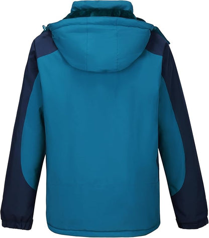 CAMELSPORTS Mens Winter Jacket Waterproof Warm Snow Ski Jackets Faux Fur Fleece Rain Coats with Removable Hood