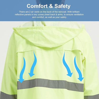Rain Suits for Men Women Waterproof, Breathable Rain Coats with Eye-Catching Reflective Strip, Durable Rain Gear