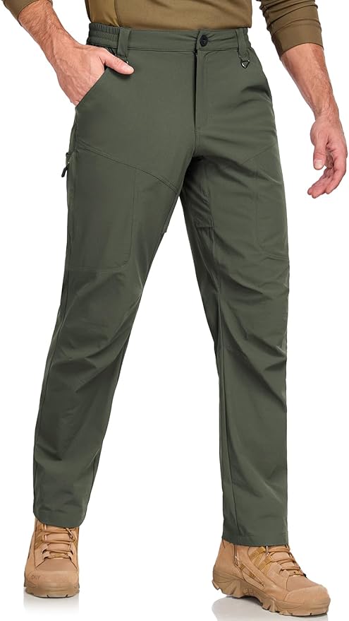Mens Lightweight Cargo Hiking Patns Outdoor Quick Dry Work Tactical Pants with 6 Pockets Water Resistant Fishing Travel Pants