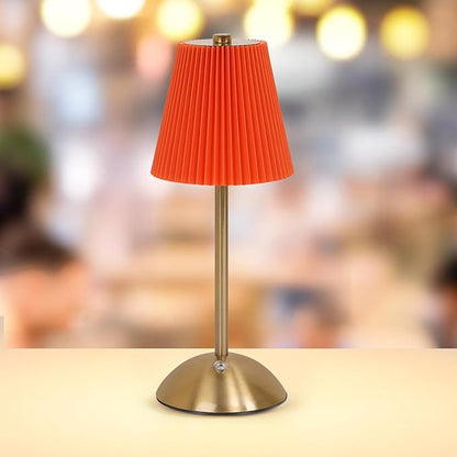 Cordless LED Table Lamp with Dimmer, Built-in Rechargeable Battery, 3-Level Brightness, Patio Table Lamp, Bedside Night Lamp, Ambient Light for Restaurant, Antique Brass (Orange)