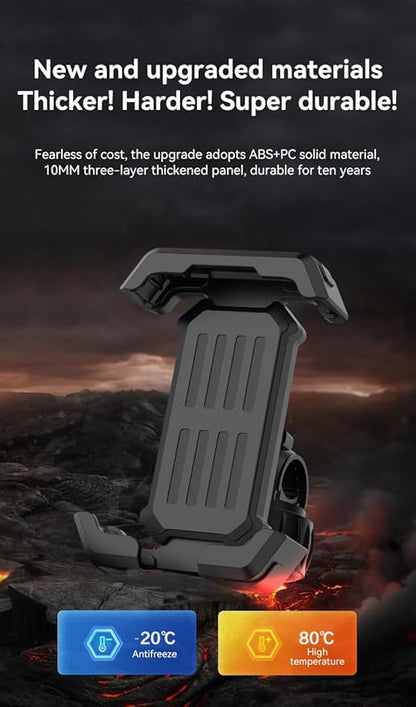 One-Hand Operation Bike Phone Holder 360° Rotation Quick Release Holder for Motorcycle Scooter E-Bike Fits iPhone Samsung Google Pixel, Black (Regular Model)