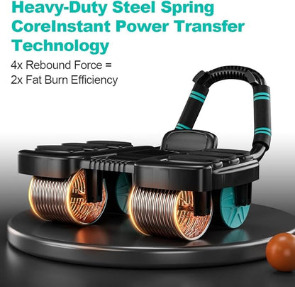 2025 New Automatic Rebound Ab Roller Wheel with Elbow Support & 4-Wheel Design - Core Exercise Equipment for Home Gym, Abdominal Workout Machine for Men/Women, Belly Fat Burner,Portable Fitness Roller Wheel