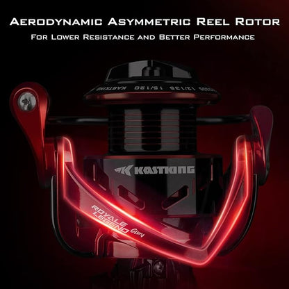 KastKing Royale Legend Fishing Reel - 5.2:1/6.2:1 Gear Ratio Spinning Reel, Up to 22 Lbs of Carbon Drag, 5+1/7+1 Stainless Steel Ball Bearings, Graphite Frame, Asymmetric Spinning Reel Rotor Design