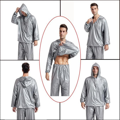 DawnBreak Sauna Sweat Suit for Women/Men with Hoodie Zipper Weight Loss Fitness Exercise Gym Workout Suit Top Pants