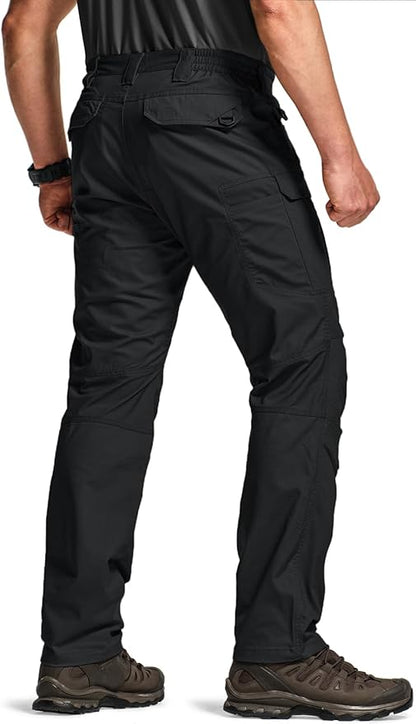 CQR Men's Flex Stretch Tactical Pants, Water Resistant Ripstop Cargo Pants, Lightweight EDC Outdoor Work Hiking Pants