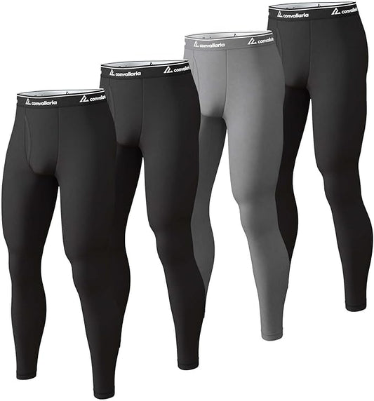 Men's Thermal Pants Fleece Lined Long Johns Compression Bottom Athletic Base Layer Cold Weather Gear 1 2 4 Pcs