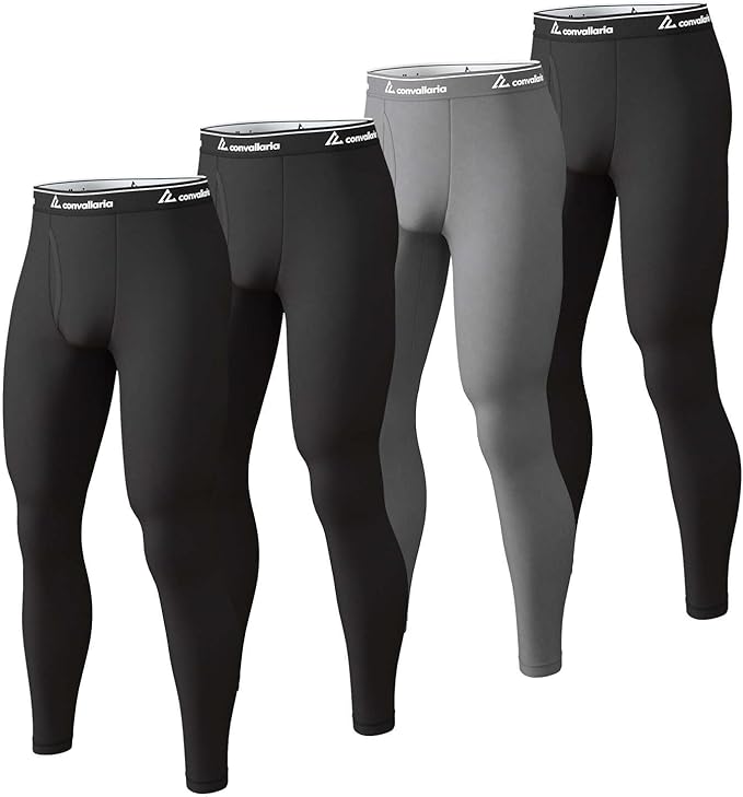 Men's Thermal Pants Fleece Lined Long Johns Compression Bottom Athletic Base Layer Cold Weather Gear 1 2 4 Pcs