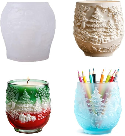 Christmas Tree Cup Silicone Molds - Reusable Epoxy Resin Molds for DIY Casting with Resin, Plaster, Concrete, Ideal for Making Small Item Storage, Candle Containers & Home Decor Crafts Molds