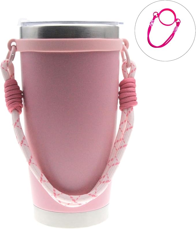 Portable Silicone Cup Sleeve with Adjustable Strap for Coffee Tumblers Water Bottles Beverage Carriers