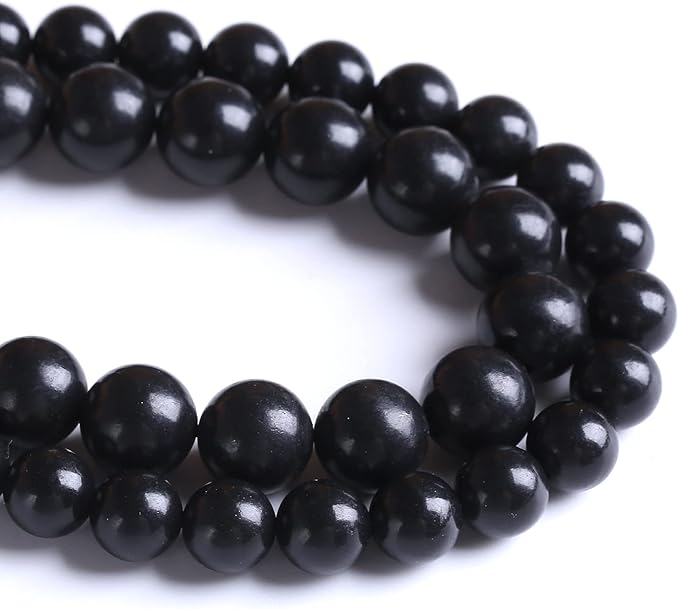 75PCS 10MM Natural Stone Shungite Beads Crystal Loose Beads for Jewelry Making DIY Bracelet