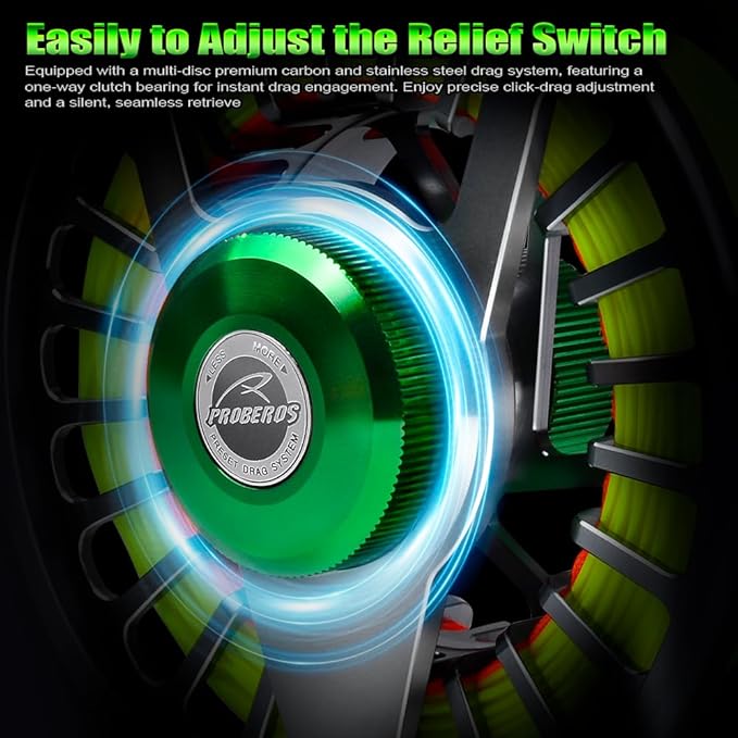 Fly Fishing Reel Fly Reels - Large Arbor CNC-Machined Aluminum Alloy Body Light Weight 5/7, 7/9, 9/10 wt (Black, Green, Silver/Blue, Gray-Green, Silver-Blue,Gunmetal,Ice Blue,Sapphire Blue)