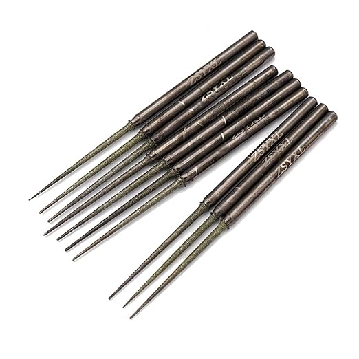 Luo ke 10 Pcs Diamond Burr - 1/8'' Shank Long Cone Shape Diamond Burs Bead Reamer for Rotary Tools