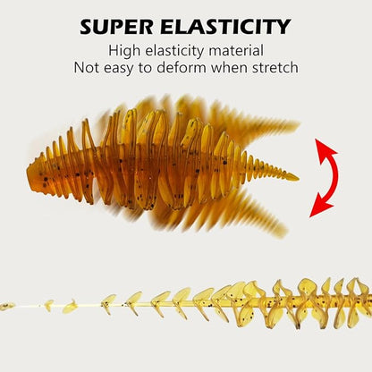 Soft Swimbait Lures, Soft Plastic Fishing Lures Kit, Bass Fishing Lure Swim Baits with 5 Color, Threaded Small Needle Tail for Trout, Crappie, Bass, Redfish, Freshwater, Saltwater