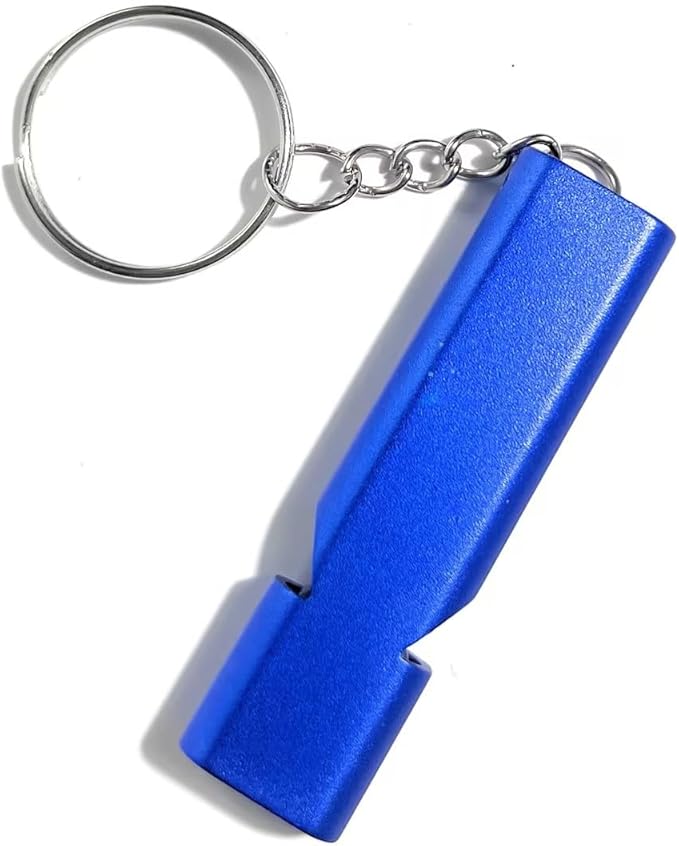 4-Pack Loud 120dB Double Tube Emergency Whistle - Aluminum Alloy, Corrosion-Resistant Safety Whistle with Lanyard & Keychain-Ideal for Camping Hiking Boating Fishing Survival Tool