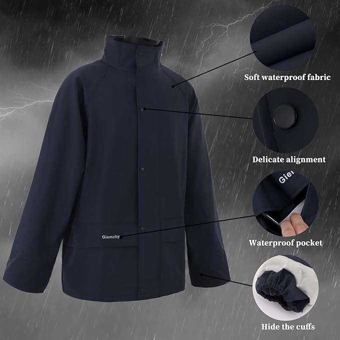 Rain Suit For Men & Women Waterproof Heavy Duty Rain Gear Reflective Jacket for Fishing Outdoor Work Raincoats