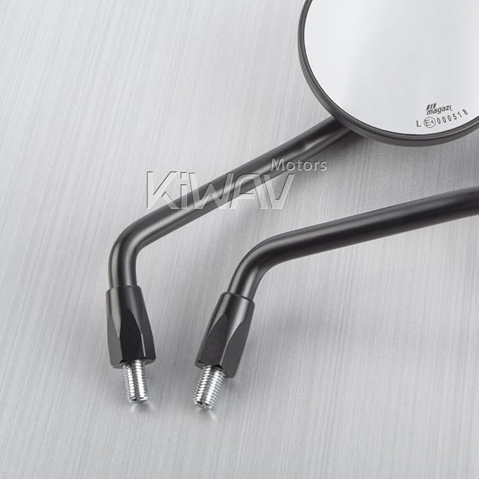 KiWAV Eclipse Mirrors Black Round Rear View Side Mirrors E-mark compatible for Triumph Go-through Mount