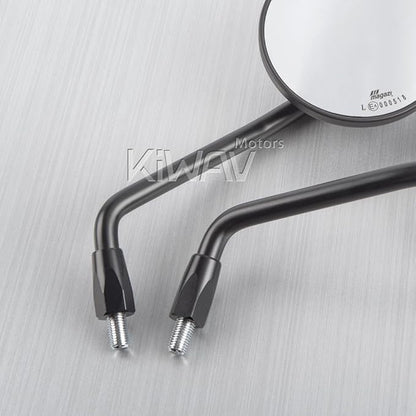 KiWAV Eclipse Mirrors Black Round Rear View Side Mirrors E-mark compatible for Triumph Go-through Mount