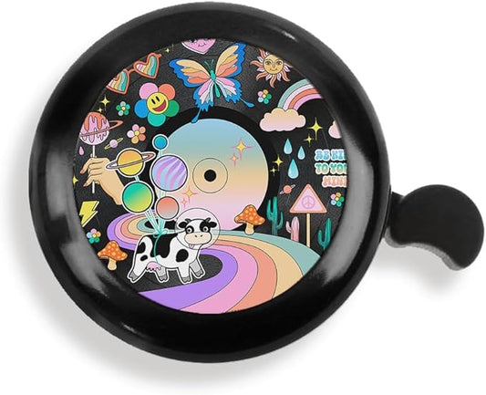 WIRESTER Black Aluminum Round Bike Bell, Classic Ring Bicycle Bell, Bike Accessories Bell Ring for Adults Kids Girls Boys - Dog Cat Animal Cute Records