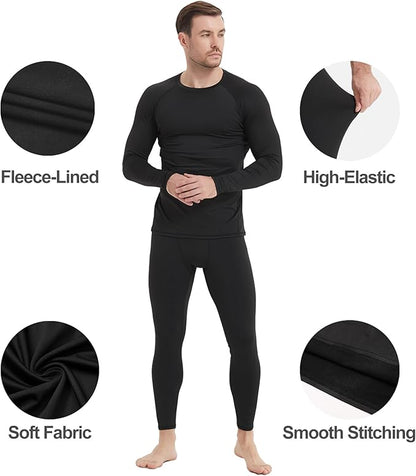 Dalavch 4 Pack Men Thermal Compression Pants,Fleece Lined Heated Leggings for Cold Weather Sports Athletic Winter Baselayer