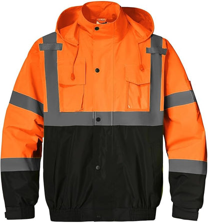SKSAFETY Hi Vis Reflective Rain suits for Men Waterproof - High Vis Safety Rain Jacket, High Visibility Raincoat for Men