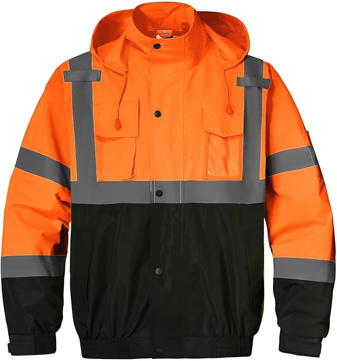 SKSAFETY Hi Vis Reflective Rain suits for Men Waterproof - High Vis Safety Rain Jacket, High Visibility Raincoat for Men