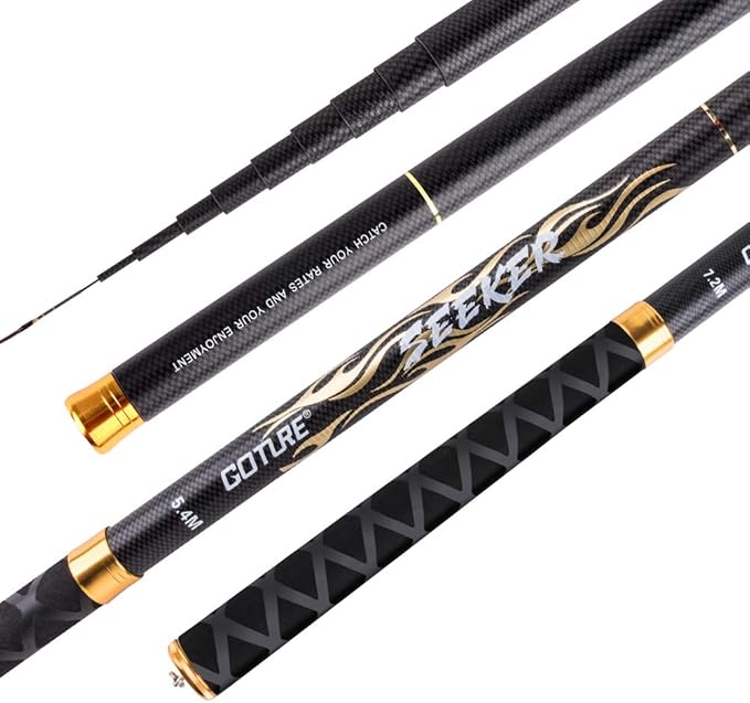 Goture//Telescopic Tenkara Fishing Rod Kit//Ultralight Travel Fishing Rod,Portable Collapsible Bass Crappie Rod, Carbon Fiber Inshore Stream Trout Pole 10 12 15 18 21 24 Free Tip Set(Top 3 Segment)