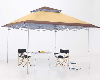 ABCCANOPY 13x13 Pop Up Canopy Base on 10x10 Canopy Frame with Double Ventilated Top, 4 Sandbags, 4 Ropes and 8 Stakes (Beige)